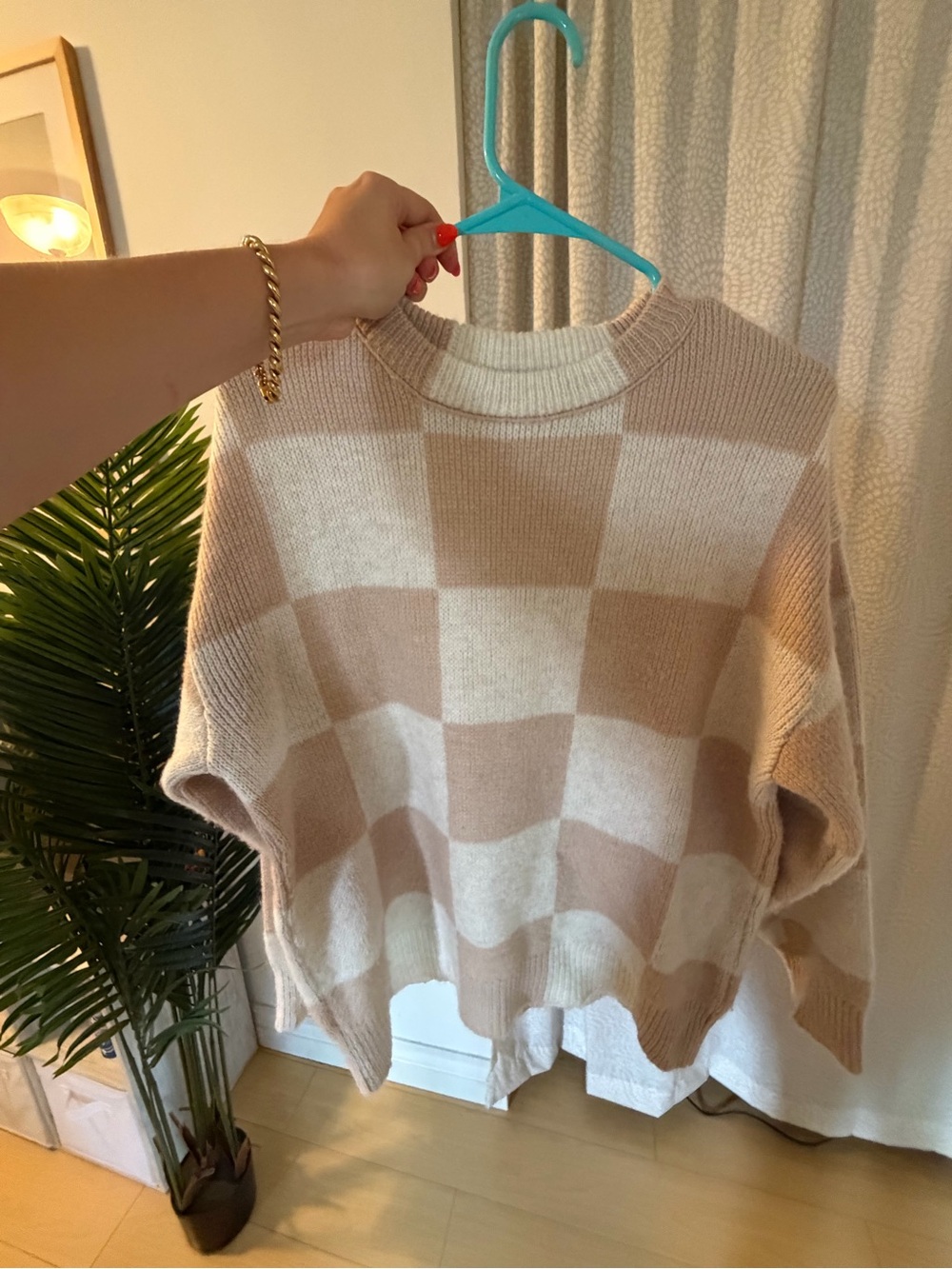 Checkered Crewneck Sweater